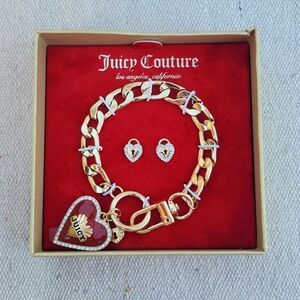 Juicy Couture Red Heart Bracelet & Earrings Set